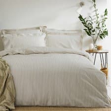 Image of Yard Hebden 100% Cotton Natural Stripe Duvet Cover Set in 4 Sizes Single - King