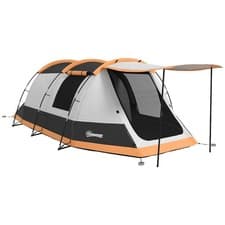 Image of Outsunny Tunnel Tent with Bedroom, Living Room and Porch for 3-4 Man, Orange