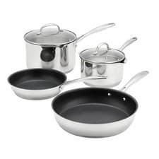 Image of Stellar 4pc Cookware Set - Stainless Steel, Draining Lids, Induction Ready