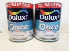 Image of 2.5 L - Dulux Once Gloss - Pure Brilliant White - 2 x 1.25L - For Wood & Metal