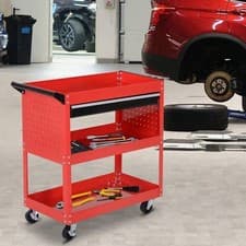 Image of DURHAND 3 tier Tool Trolley Cart Roller Cabinet Garage Workshop with Drawer
