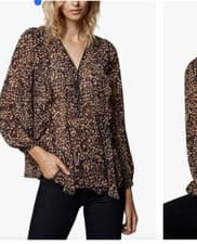 Image of Mint Velvet Piper Spot Print Ruffle Blouse, Navy/Multi Size 8