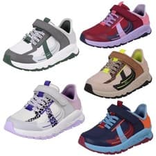 Image of Kids Clarks Playprints Textile Colour-Pop Cheetah Sporty Trainers 'Selva Lane'