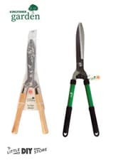 Image of Garden Shears Lawn Hedge Bush Cutting Tool Wooden Handled Soft Grip Grass Cut