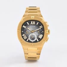 Image of Guess Headline GW0572G2 Men’s Gold Stainless Steel Black Dial Watch