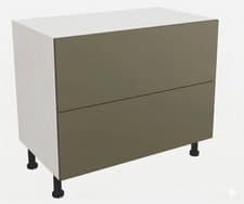 Image of Fully Assembled Kitchen 1200mm Matt Agave Green 2 Drawer Base Unit