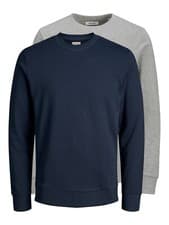 Image of Jack & Jones Holmen 2 Pack Men's Sweatshirt Long Sleeve Active Navy Grey