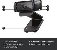 Image of Logitech C920 Pro HD Webcam Black 1080p video calls +AF - Stereo Audio/Dual Mics