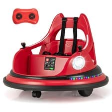 Image of COSTWAY Kids Ride On Bumper Car 12V Battery Powered Bumper Car-Red
