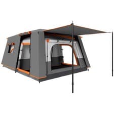 Image of Outsunny 4-6 Man Camping Tent with 2 Bedroom, 3000mm Waterproof, Grey