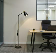Image of Industrial Black Floor Lamp E27 Adjustable Height Rustic Farmhouse Corner Light