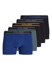 Image of Jack & Jones Jacmarc Solid Cotton Stretch Junior Trunks 5 Pack - Charcoal Gray