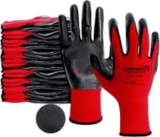 Image of 24 Pairs PREMIUM NITRILE COATED Red Nylon Work Gloves Builders Gardening Grip