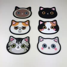 Image of Cat Kitty Shaped Cup Coasters Set Of 6 Silicone Heat Resistant - New
