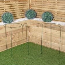 Image of Pack of 3 Tom Chambers Green Metal Garden Plant Support Ring Large 40cm x 60cm
