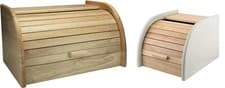 Image of Apollo Natural Wood Bread Bin, Roll Top Lid, Storage, Flat Shelve Top Kitchen