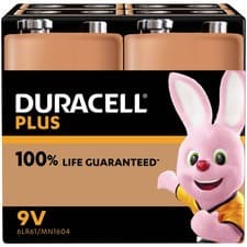 Image of Duracell Plus PP3 9V Alkaline Batteries - Pack of 4