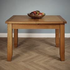 Image of Rustic Oak Extending Dining Kitchen Table 78×90×120 cm Extending to 150 cm