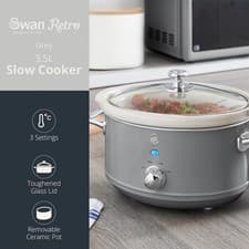 Image of Swan Retro Slow Cooker 3.5L SF17021GRN Grey
