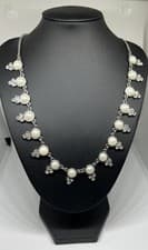Image of Accessorize Silver Tone Diamanté Faux Pearl Necklace