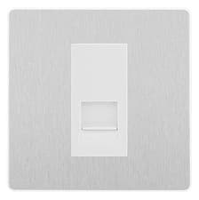 Image of BG Evolve Brushed Steel Single RJ11 Telephone Socket PCDBSRJ111 - White Insert