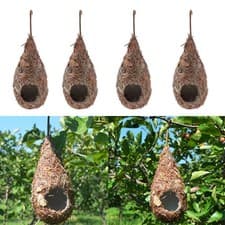 Image of 4x Comfortable Handmade Straw Grass Birdhouse Hanging Bird