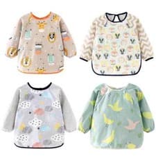 Image of Newborn Baby Feeding Bib Long Sleeve Art Smock Apron for Kids 0 ~2 Years Toddler