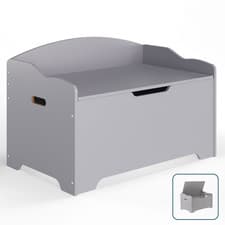 Image of Kids Wooden Toy Box Storage Chest Organiser Bench Seat Safety Hinged Lid Nursery