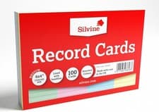 Image of Silvine A6 Multi-Coloured Record Cards - Lined with Headline, 100 Cards Per Pac
