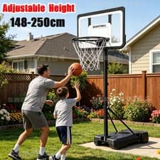 Image of Basketball Hoop Goal Stand Portable Basketball Net System 7.5-10FT Height Black