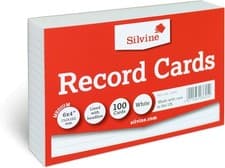Image of Silvine A6 White Record Cards - Lined with Headline, 100 Cards Per Pack (Size 6