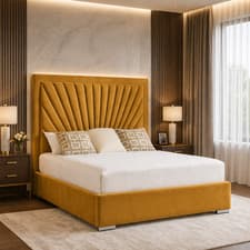 Image of OTTOMAN GAS LIFT STORAGE SUNRISE UPHOLSTERED BED FRAME DOUBLE & KING SIZE