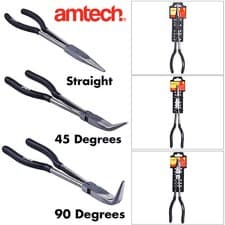 Image of 11" Long Nose Pliers Straight Angled 45° 90° Bent Needle Nose Tool Non-Slip Grip