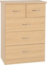 Image of Nevada 3+2 Chest Of Drawers 5 Drawer Bedroom Storage Sonama Oak Effect