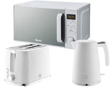 Image of Swan Hexton White Kettle 2 Slice Toaster Plus 20L Digital Microwave SM4421WHT