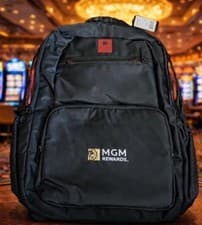 Image of Black Clover Backpack MGM Rewards Logo Embroidered Black & Red