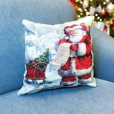 Image of Xmas Christmas Santa Themed Pillow Cushion Designed to Bring Festive Cheer