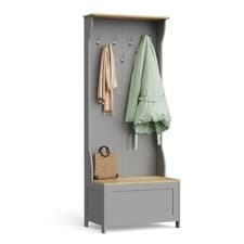 Image of Grey Coat Stand with Shoe Storage, Hallway Unit & Storage Bench, VonHaus