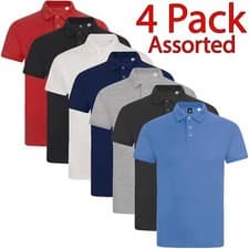 Image of 4 Pack Mens Polo Shirt Plain T shirts Short Sleeve Work Collared Casual S-2XL