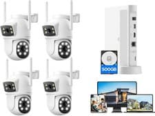 Image of Wireless CCTV Camera System, Dual-Lens 10CH NVR, 500GB HDD, 4 PTZ Cameras