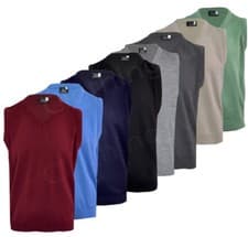 Image of Mens Plain V Neck Sleeveless Sweater Jumper Tank Top Jersey Golf Casual S-5XL