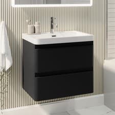 Image of 600mm Black Wall Hung Vanity Unit with Basin - Pendle BUN/PEN600BWH/96091
