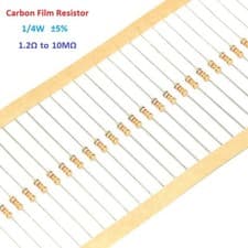 Image of 1000 x 1/4W 0.25W Carbon Film Resistor Full Range of Values 1.2Ω-10MΩ