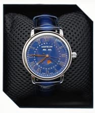 Image of MontBlanc Star Legacy Watch Automatic Full Calendar Blue Leather Moon 130967