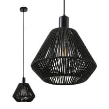 Image of Natural Wicker Rattan Ceiling Pendant Light Scandi Boho Lamp with E27 LED Bulb
