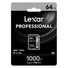 Image of Lexar Professional SDXC UHS-II Memory Card 1000x  64GB U3 HD 4K 3D V60 -UK
