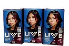 Image of 3x Schwarzkopf Live Intense Permanent Colour Hair Dye & Serum, 046 Cyber Purple