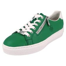 Image of Ladies Rieker 'L59L1' Leather Or Suede Casual Lace Up Trainer - MemoSoft Insoles