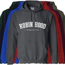 Image of ROBIN HOOD DERBYSHIRE HOODIE Baslow Bubnell CP Dales England college varsity