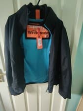 Image of Superdry Men's Windcheater Jacket Size Small Blue Full Zip Hooded Pockets BNWT